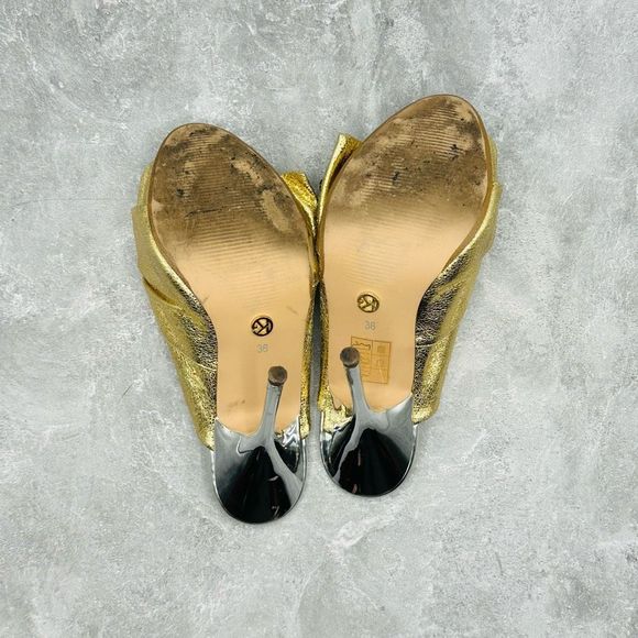 Kurt Geiger Gold Sparkly Leather Stiletto Heels Size 36 - Picture 7 of 13